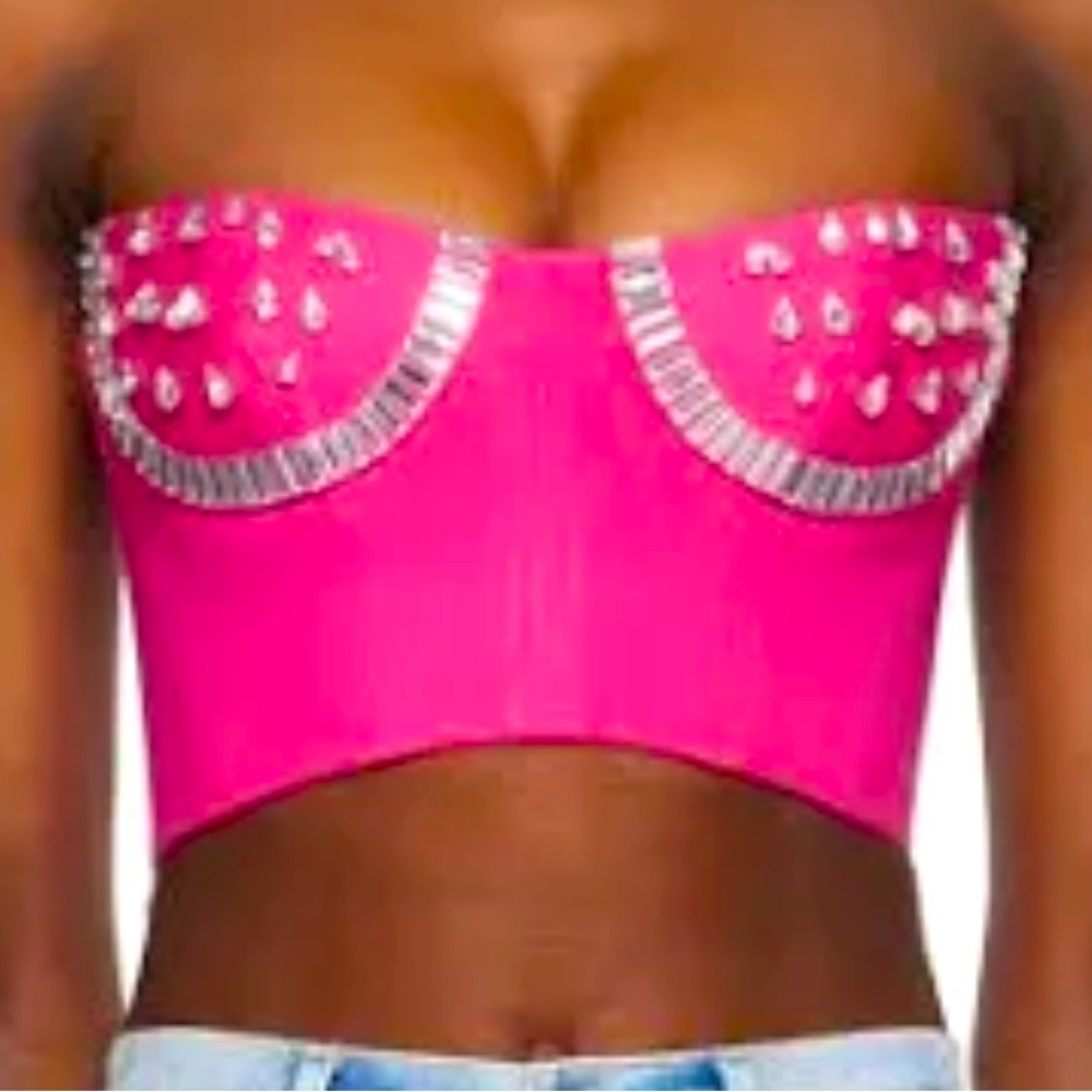 Area pink crystal watermelon cup bustier